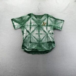 G-III 4Her Shirt Womens Medium Oakland Athletics Green Tie Dye V-Neck‎ MLB Top
